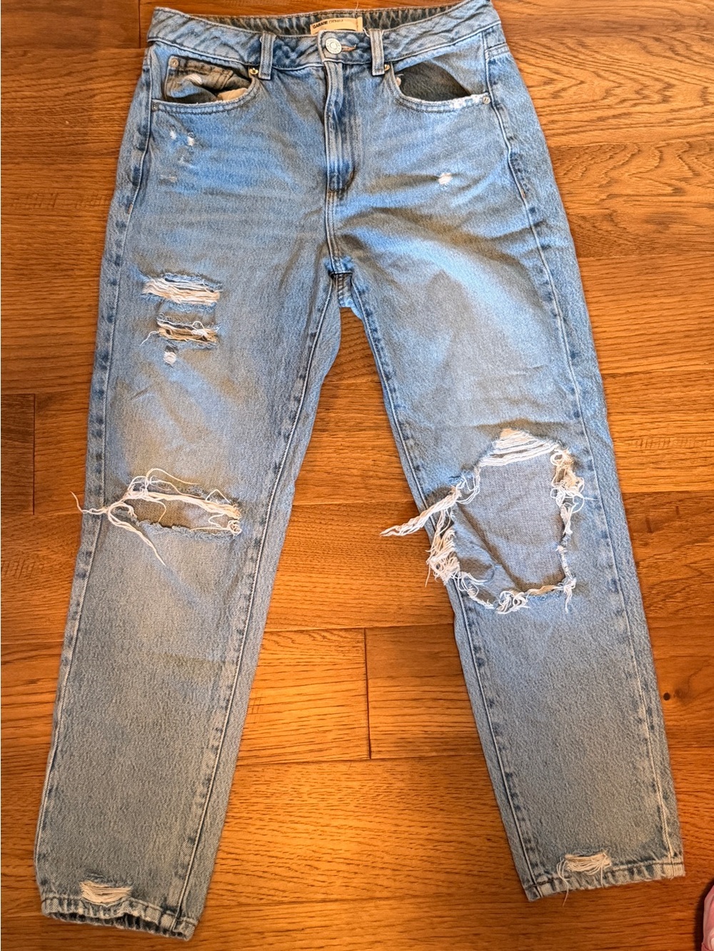 Garage Women's Light Blue Distressed Mom Jeans